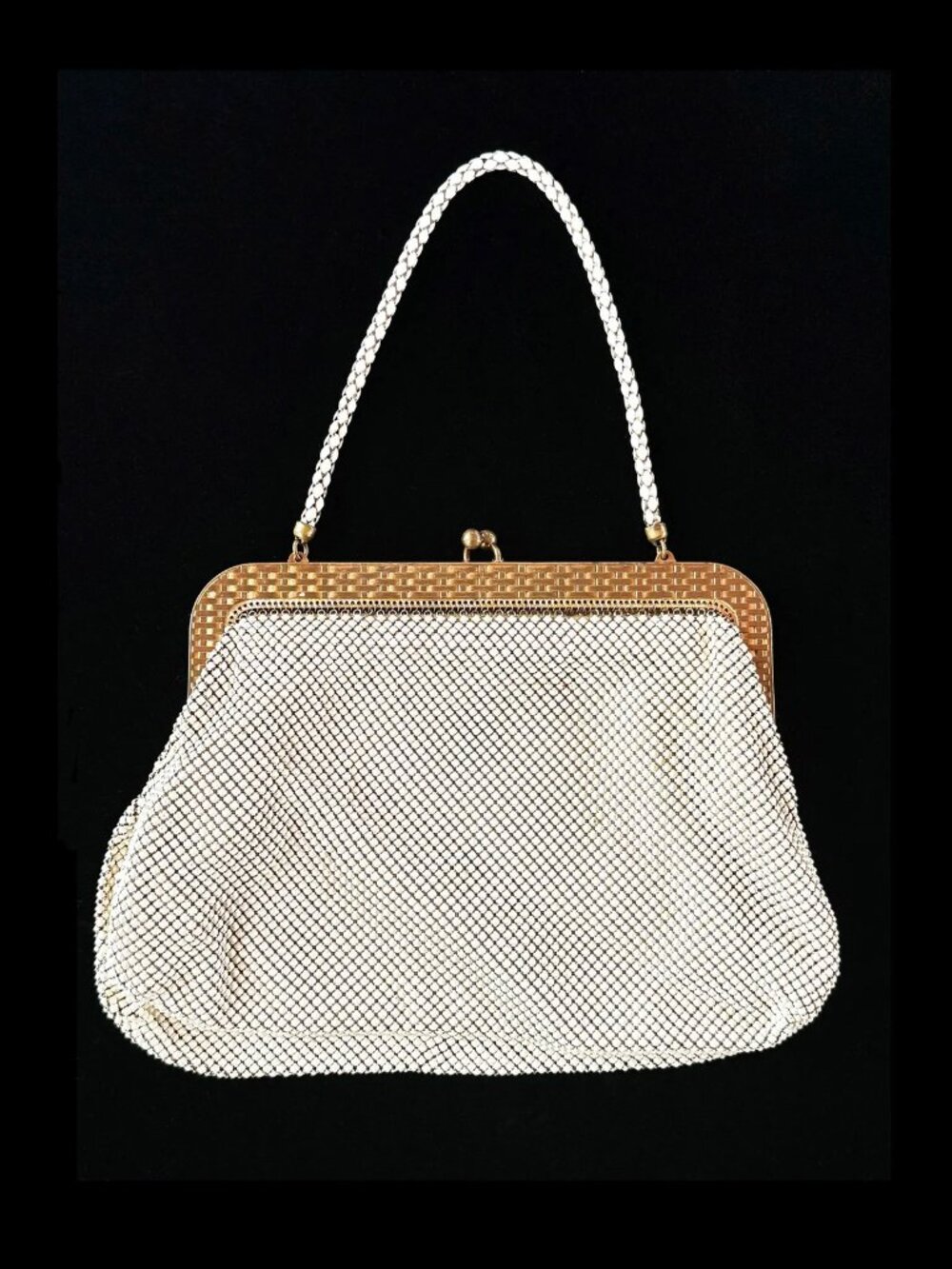 Vintage Whiting And Davis Ivory Mesh Evening Bag/Purse.